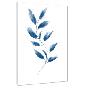 Blue Vine Leaves Line Drawing Floral Canvas Wall Art Picture