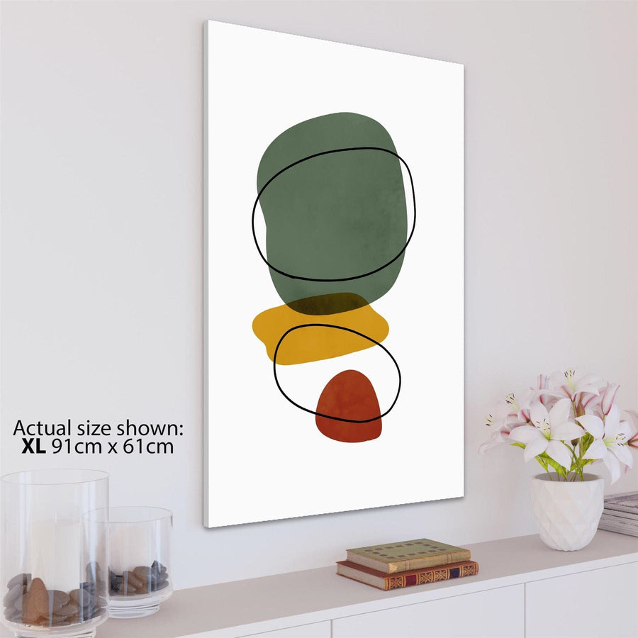 Abstract Yellow Green Red Mid Century Modern Canvas Art Pictures