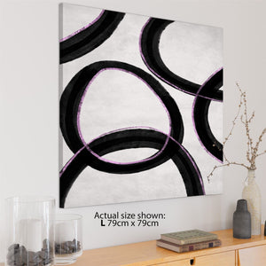 Abstract Black and White Pink Loops Framed Wall Art Print
