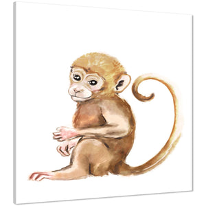 Baby Monkey Canvas Art Prints - Brown