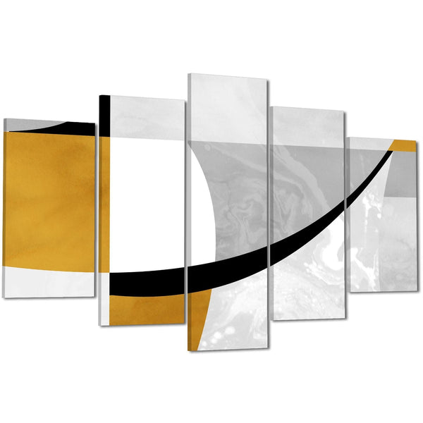 Abstract Mustard Yellow Grey Painting Canvas Art Pictures