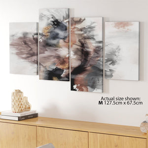 Abstract Pink Grey Graphic Artwork Canvas Canvas Art Prints - - 127.5x67.5cm