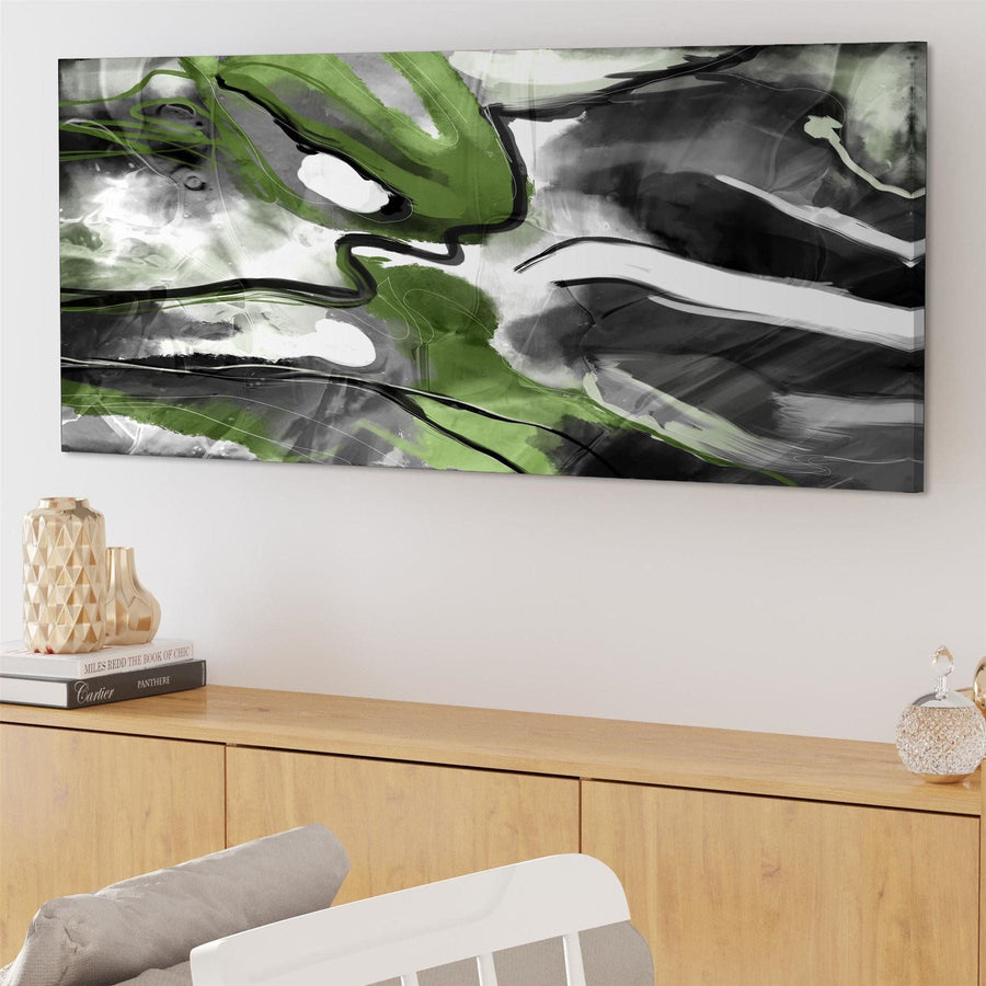 Abstract Lime Green Black Graphic Canvas Art Prints
