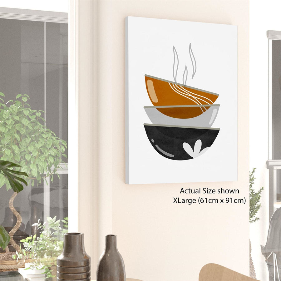 Kitchen Canvas Art Pictures Coffee Cups Orange Grey