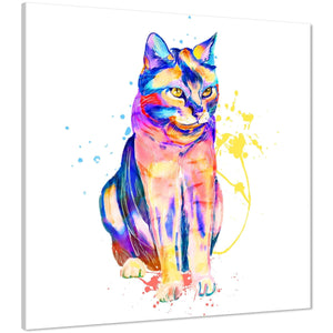 Pet Cat Canvas Wall Art Print - Multi Coloured