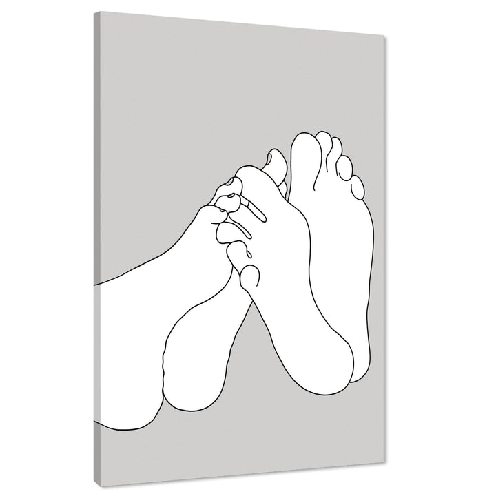 Grey White Figurative Playful Feet Canvas Wall Art Picture - 1RP1404M