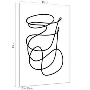 Abstract Black and White Swirls Line Drawing Canvas Art Pictures
