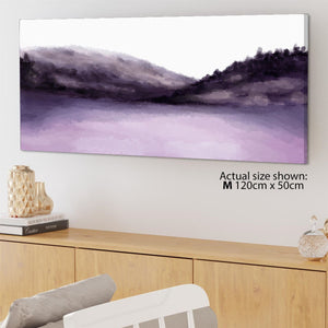 Landscape Canvas Art Prints Purple Watercolour Mountains and Trees