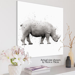 Rhinoceros Canvas Art Pictures - Grey White