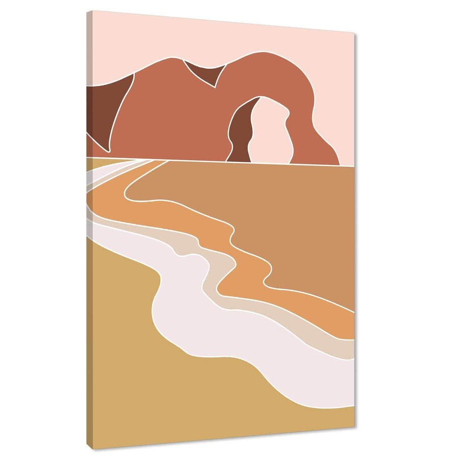 Durdle Door Stone Arch Landscape Canvas Art Pictures Pink Light Brown