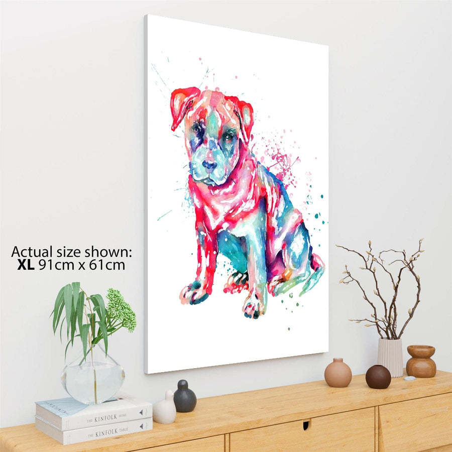 Staffordshire Bull Terrier Framed Wall Art Print - Multicoloured