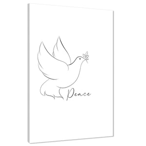 Peace Dove Quote Line Drawing Word Art - Typography Canvas Print Pink