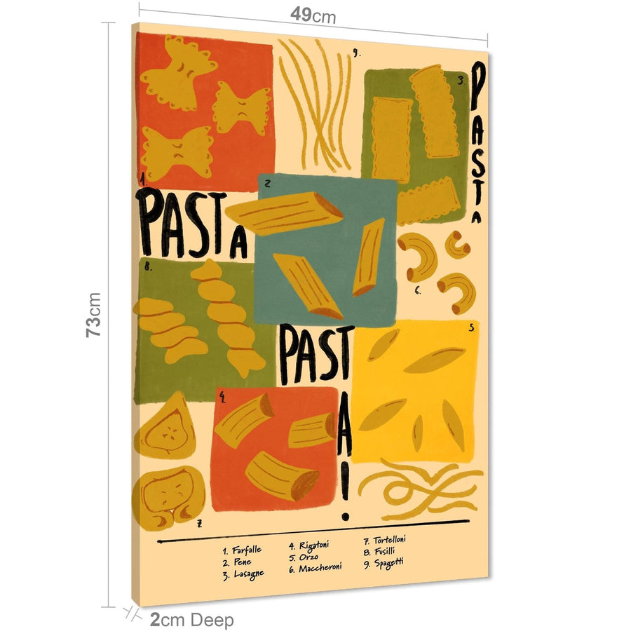 Kitchen Canvas Art Prints Pasta Multicoloured
