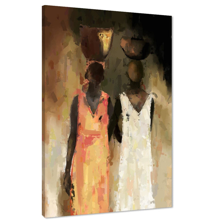 Orange White Figurative Ethnic African Woman Canvas Art Prints - 1RP698M