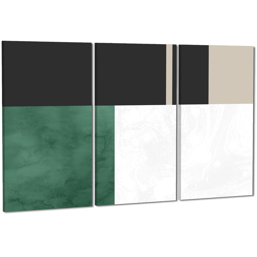 Abstract Green Grey Watercolour Canvas Wall Art Picture