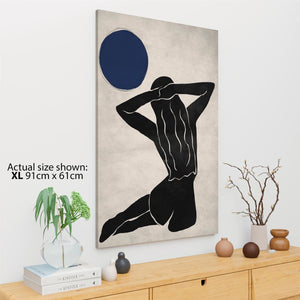 Blue Black Figurative Sun Goddess Canvas Art Prints