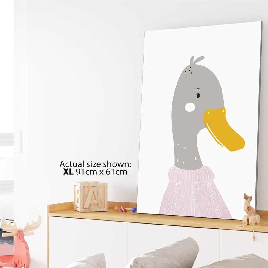 Duck Childrens - Nursery Canvas Wall Art Print Yellow Pink