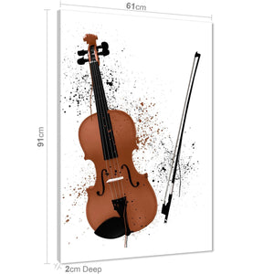 Violin and Bow Framed Art Pictures Brown Black Music Themed