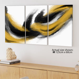 Abstract Mustard Yellow Black Design Canvas Wall Art Print