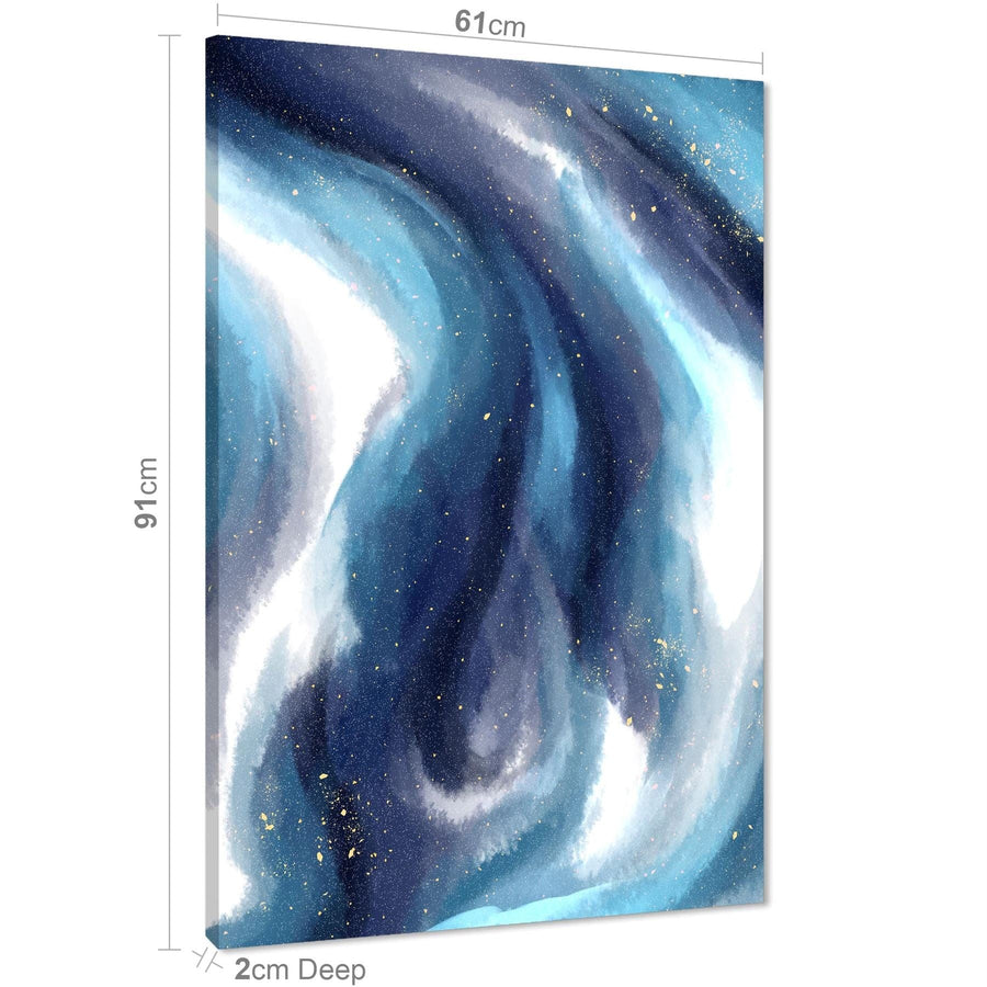 Abstract Blue White Watercolour Brushstrokes Canvas Art Pictures