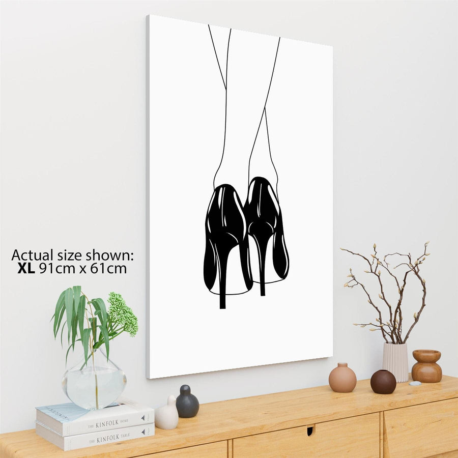 Black and White Fashion Canvas Art Prints High Heel Stiletto Shoes