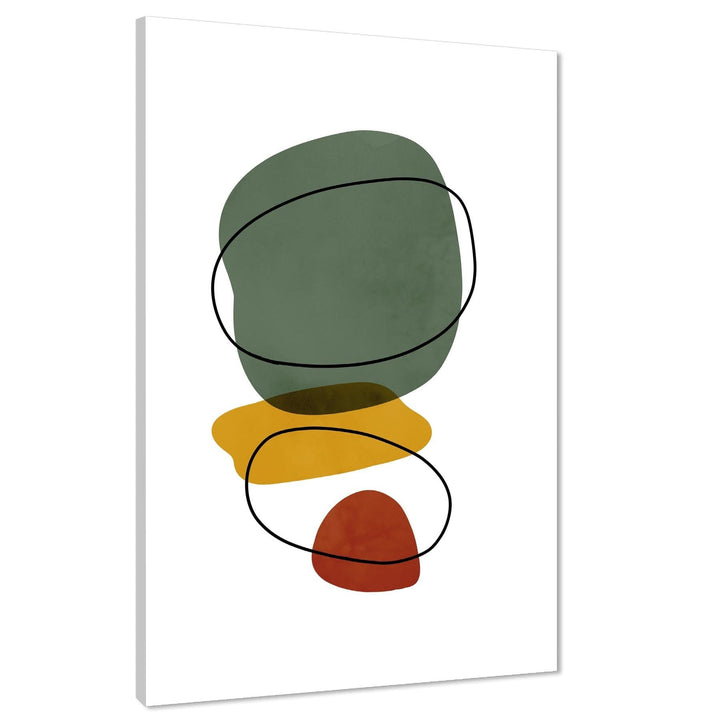 Abstract Yellow Green Red Mid Century Modern Canvas Art Pictures - 1RP843M