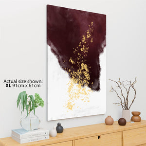 Abstract Red Gold Watercolour Canvas Art Pictures