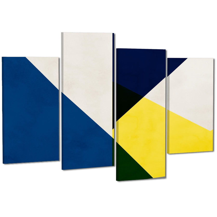 Abstract Yellow Blue Artwork Canvas Art Pictures