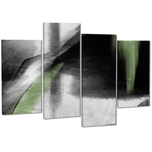 Abstract Black and White Sage Green Watercolour Canvas Art Pictures