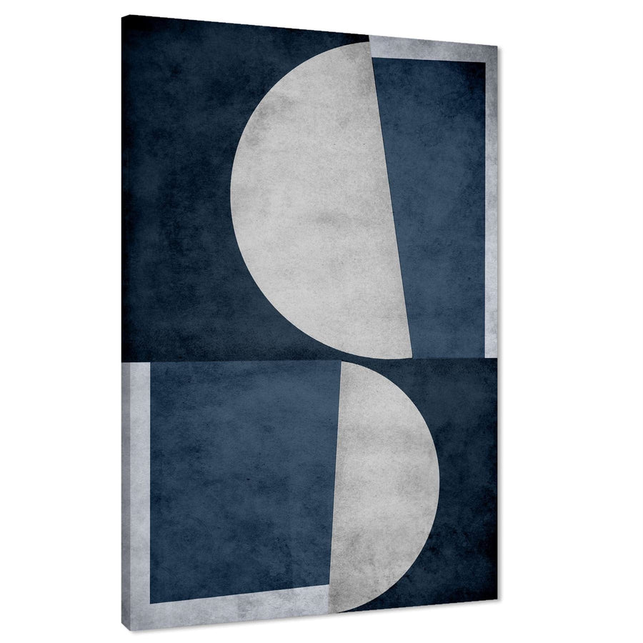 Abstract Navy Grey Watercolour Canvas Wall Art Print