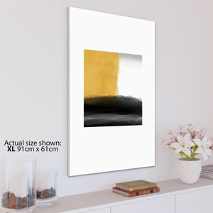 Abstract Yellow Grey Design Canvas Wall Art Picture