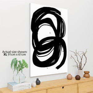 Abstract Black and White Scrolls Brushstrokes Painting Canvas Wall Art Print