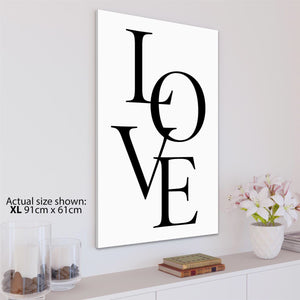 Love Quote Word Art - Typography Canvas Print Black and White
