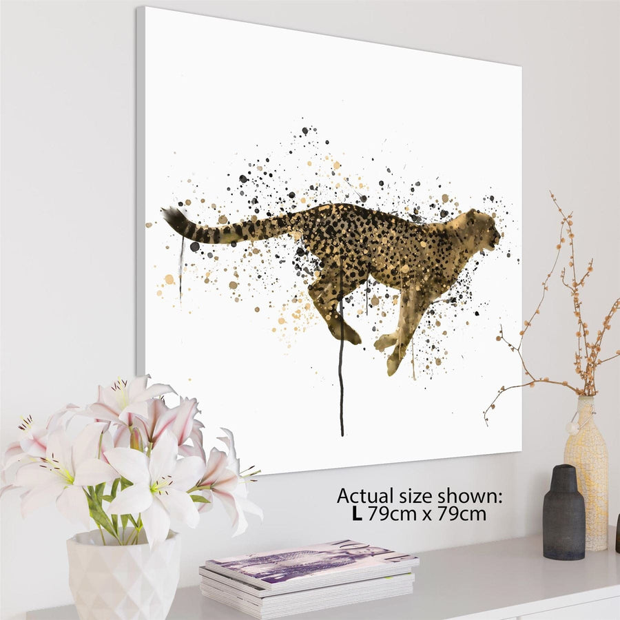 Cheetah Canvas Wall Art Picture - Yellow Black