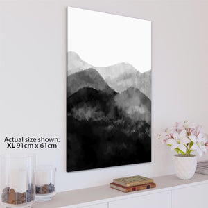 Abstract Black and White Misty Mountains Landscape Canvas Art Prints