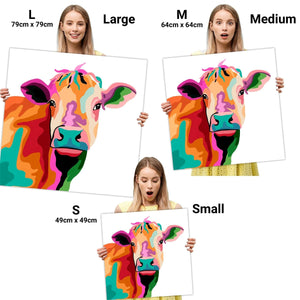 Cow Canvas Wall Art Picture - Multicoloured