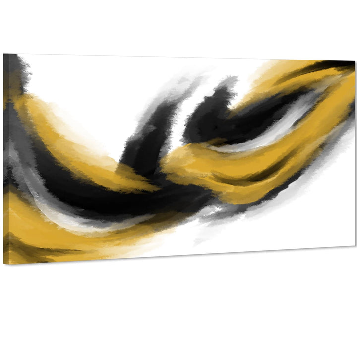 Abstract Mustard Yellow Black Design Canvas Wall Art Print - 11292