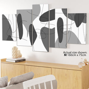 Abstract Grey White Watercolour Canvas Wall Art Picture