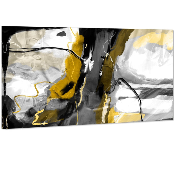 Abstract Mustard Grey Illustration Framed Art Pictures