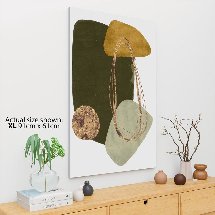 Abstract Sage Green Gold Painting Canvas Wall Art Picture