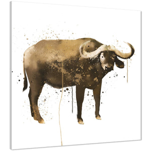 Water Buffalo Canvas Art Pictures - Brown