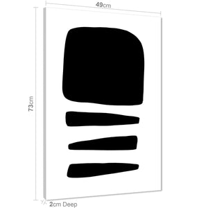 Abstract Black and White Block and Lines Design Canvas Wall Art Print