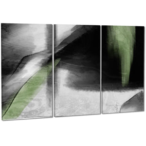 Abstract Black and White Sage Green Watercolour Canvas Art Pictures