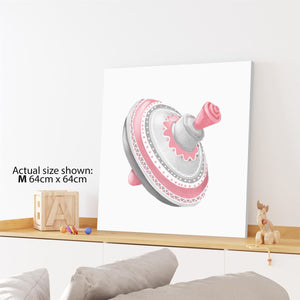 Spinning Top Childrens - Nursery Canvas Art Pictures Pink Grey