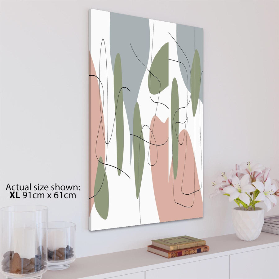 Abstract Pink Green Painting Canvas Wall Art Picture