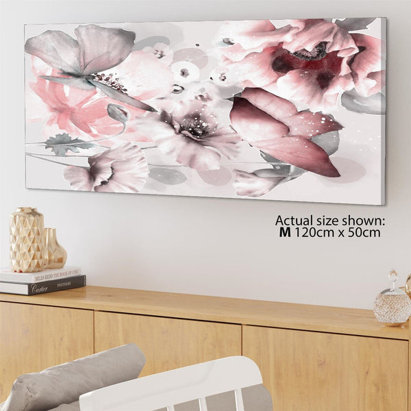 Blush Pink Grey Flowers Floral Framed Art Prints