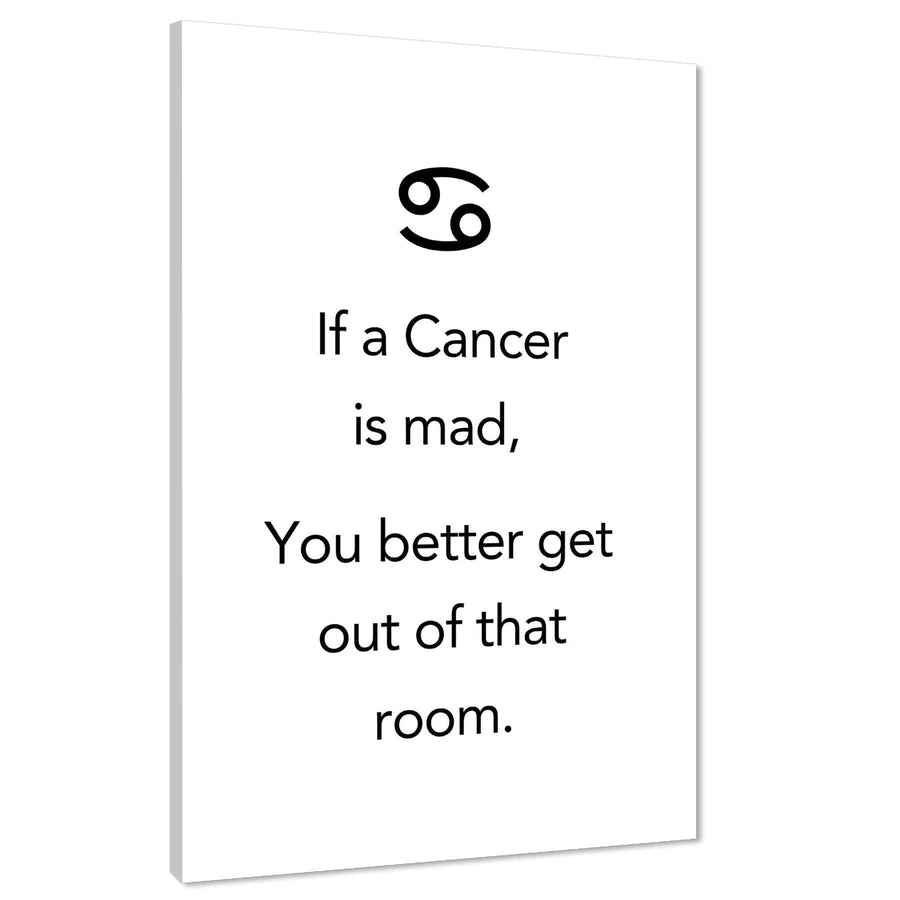 Zodiac Quote Cancer Framed Wall Art Picture  Black and White