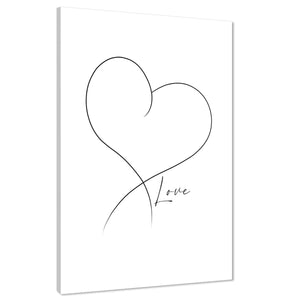 Love Heart Quote Word Art - Typography Canvas Print Black and White