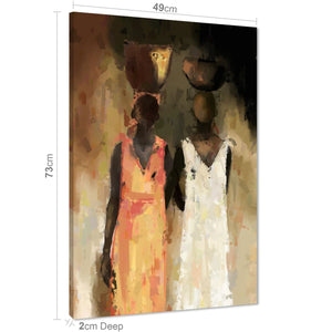 Orange White Figurative Ethnic African Woman Canvas Art Prints