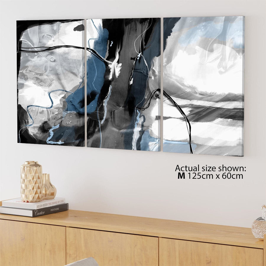Abstract Teal Grey Grey Watercolour Painting Canvas Wall Art Picture